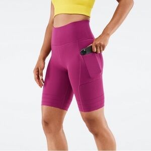 Fabletics High-Waisted SculptKnit Pocket Biker Short - Sz S, Fuchsia Pink